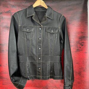 Mexx leather jacket reversible suede snaps collar sport chic